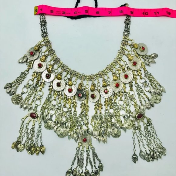 Vintage Afghan Necklace Embellished with Fish Motifs, Oversized Chokers - Picture 8 of 10